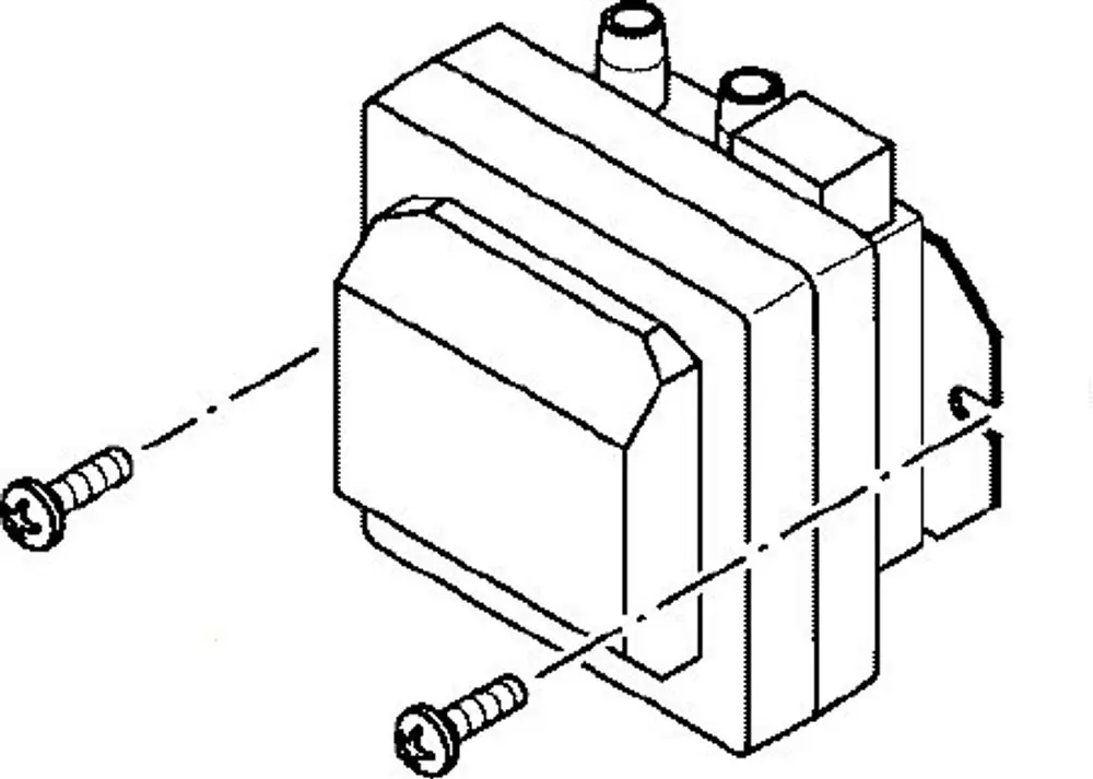 Bosch Zündtrafo, rechteckige Bauform mit zwei Schraubenlöchern und verschiedenen Anschlüssen an der Oberseite.